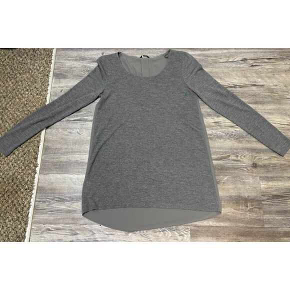 NWT Ann Taylor Tunic Petite XS Gray Lng Sleeve Knit Frnt Blouse Back Casual Chic - Picture 6 of 7